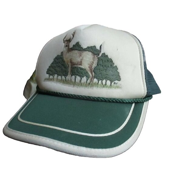 Mesh Hat Cap Snap Back  Vintage 80s DEER BUCK HUNTER Logo Farmer - Picture 1 of 5